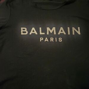 Balmain Black Shirt with White Paris Logo